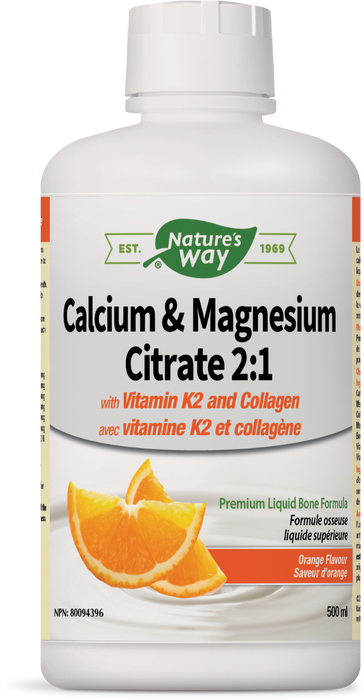 Nature's Way Calcium & Magnesium Citrate 2:1 with Vitamin K2 & Collagen - Orange 500ml