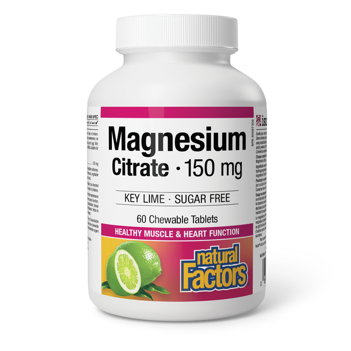 Natural Factors Magnesium Citrate - 150mg Key Lime 60 Chewable Tablets