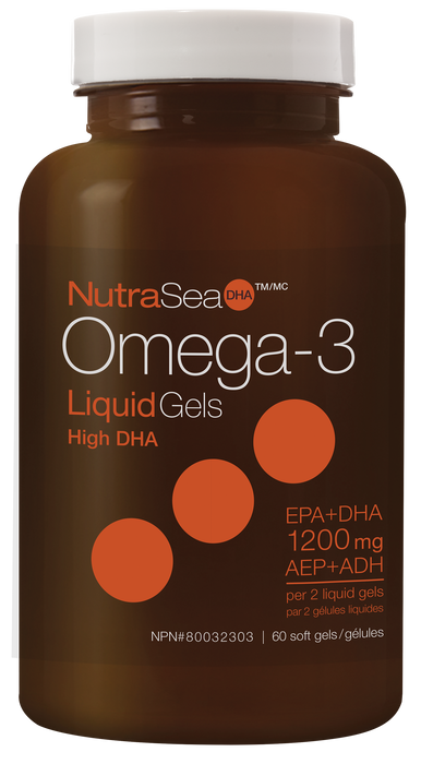 NutraSea® Omega-3 DHA Liquid Gels - Fresh Mint 60 Gelatin Softgels