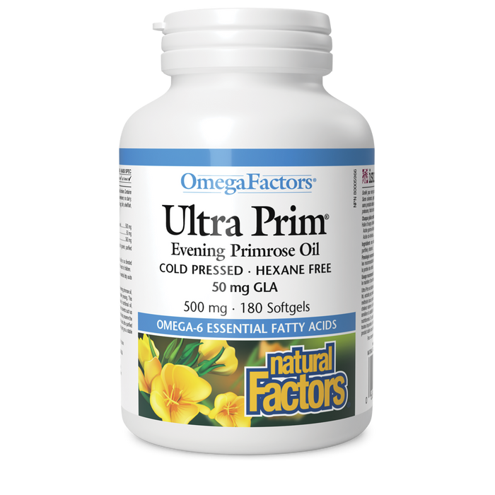 Natural Factors OmegaFactors Ultra Prim Evening Primrose Oil 500mg 180 Softgels
