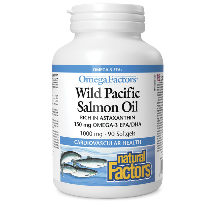 Natural Factors OmegaFactors Wild Pacific Salmon Oil 1000mg 90 Gel Capsules