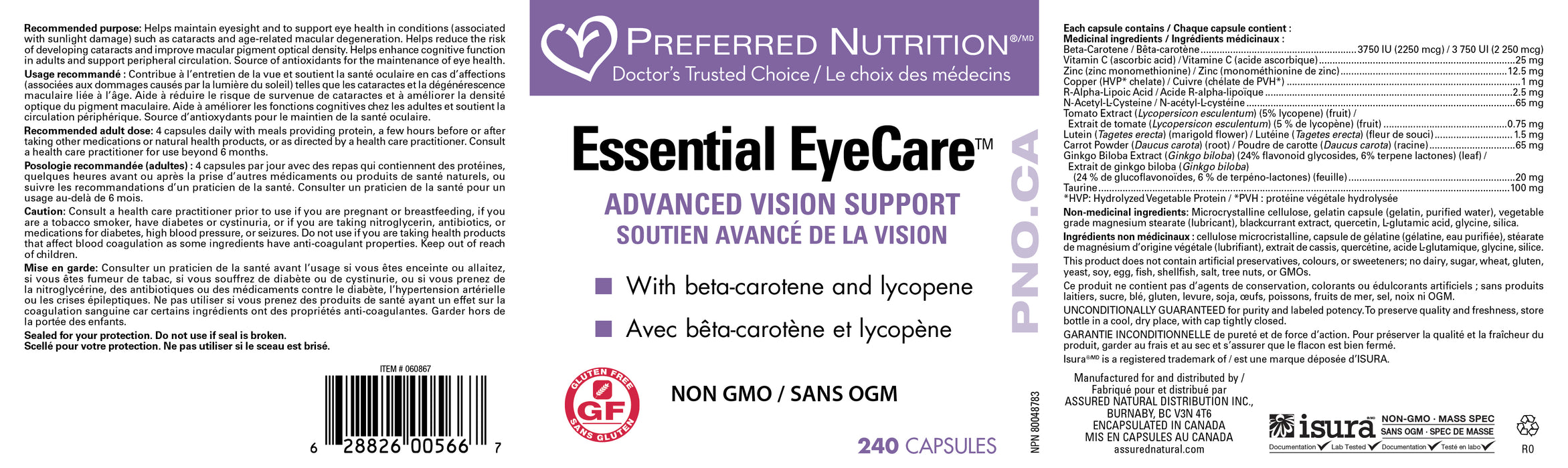 Preferred Nutrition Essential EyeCare 240 Veg Capsules