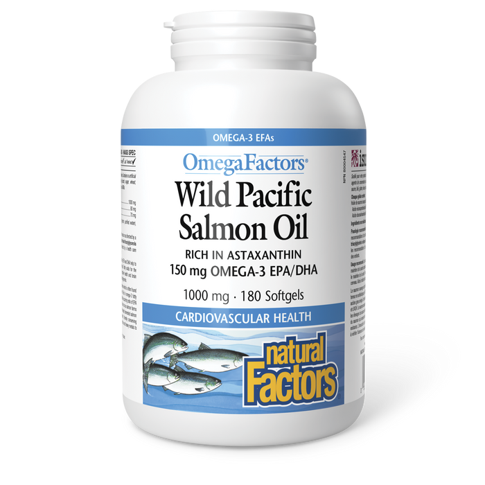 Natural Factors OmegaFactors Wild Pacific Salmon Oil 1000mg 180 Gel Capsules