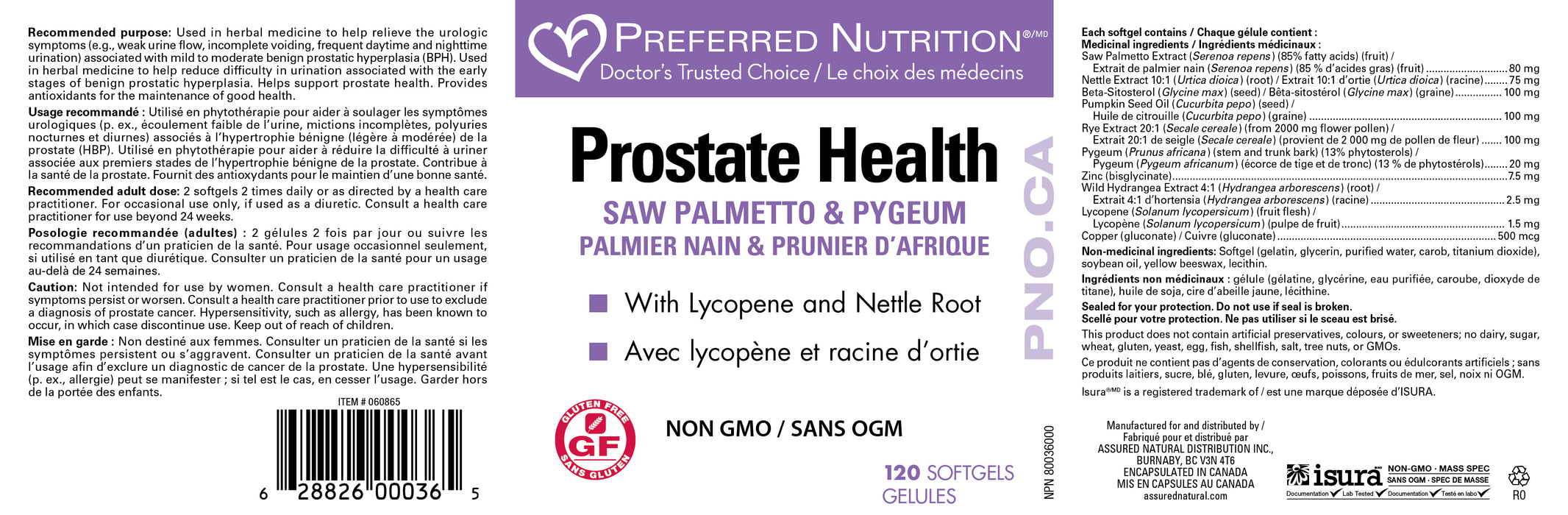 Preferred Nutrition Prostate Health Saw Palmetto & Pygeum 120 Softgels