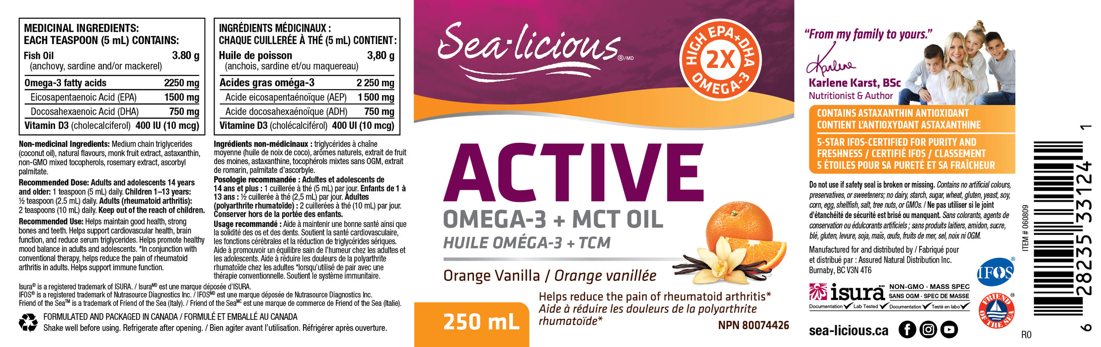 Sea-licious Active Omega-3 + MCT Oil 250mL