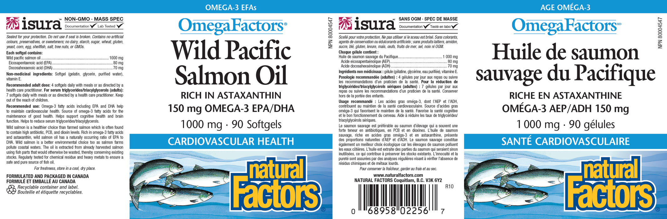 Natural Factors OmegaFactors Wild Pacific Salmon Oil 1000mg 90 Gel Capsules