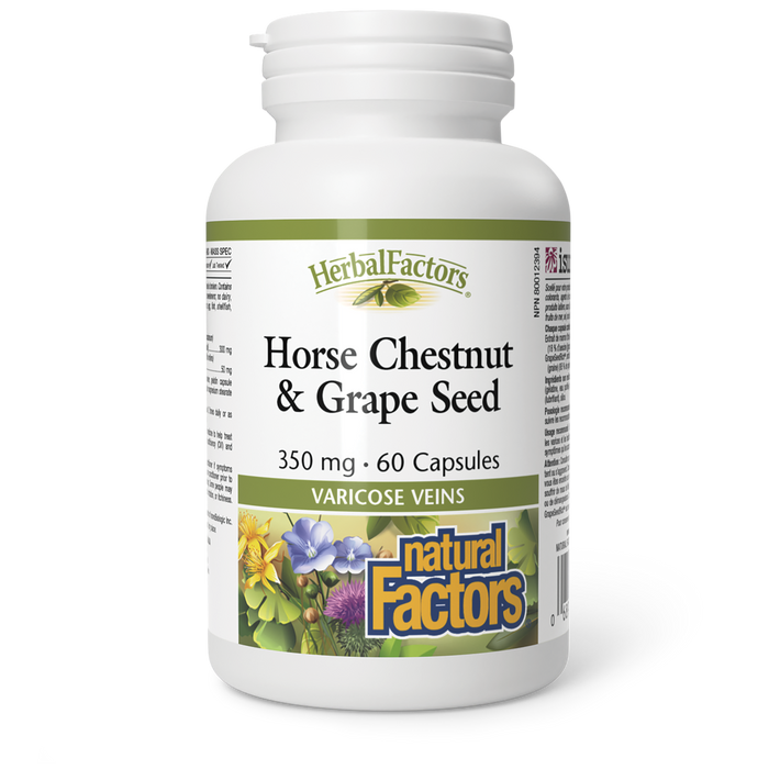 Natural Factors Herbal Factors Horse Chestnut & Grape Seed 350mg 60 Gelatin Capsules