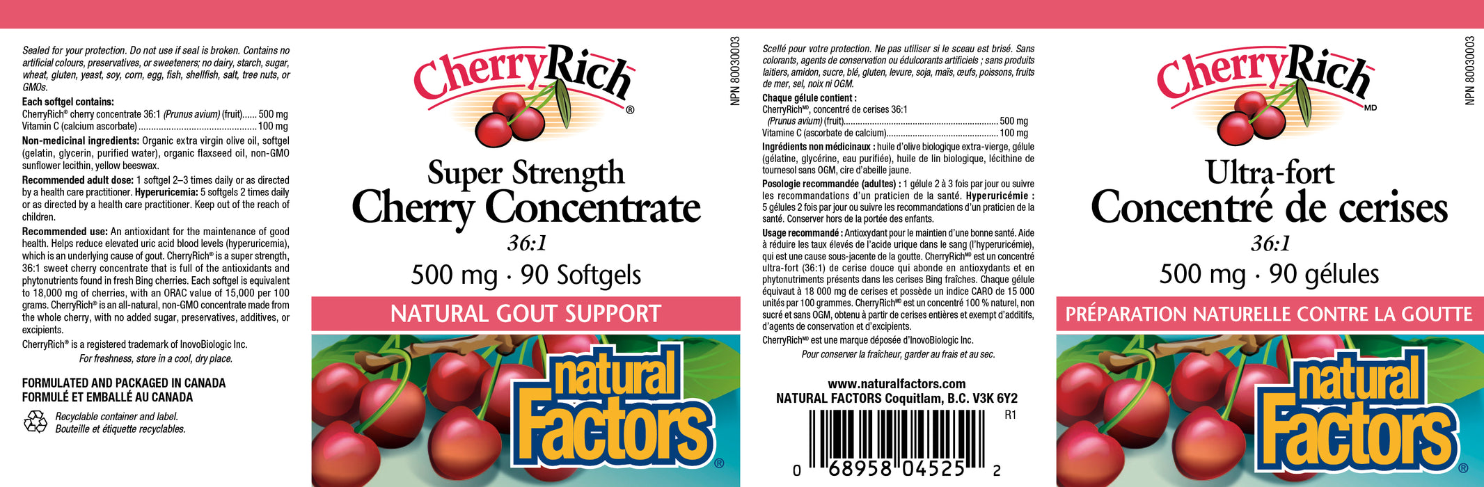 Natural Factors CherryRich Super Strength Cherry Concentrate 90 Softgels