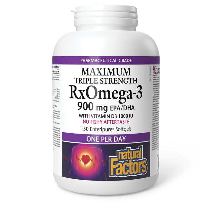 Natural Factors RxOmega-3 with Vitamin D3 1000iu 150 Enteripure Softgels