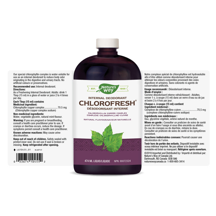 Nature's Way Chlorofresh™ Chlorophyllin Copper Complex Liquid - Natural Flavour 474ml