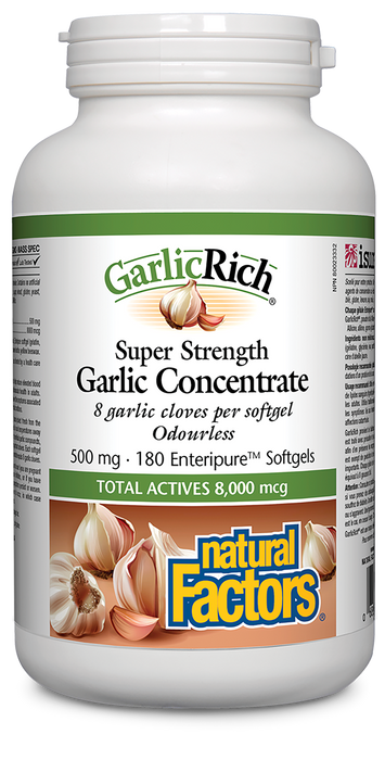 Natural Factors GarlicRich Super Strength Garlic Concentrate 500 mg 180 Enteripure® Softgels