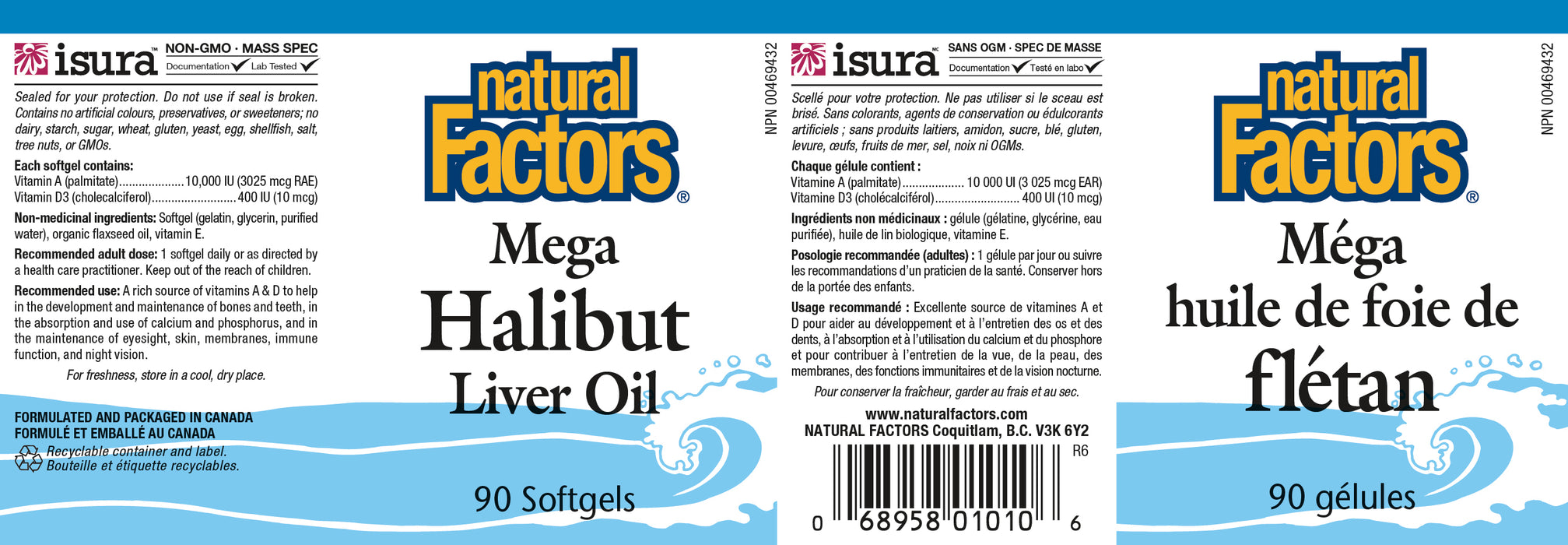 Natural Factors Mega Halibut Liver Oil 90 Gel Capsules