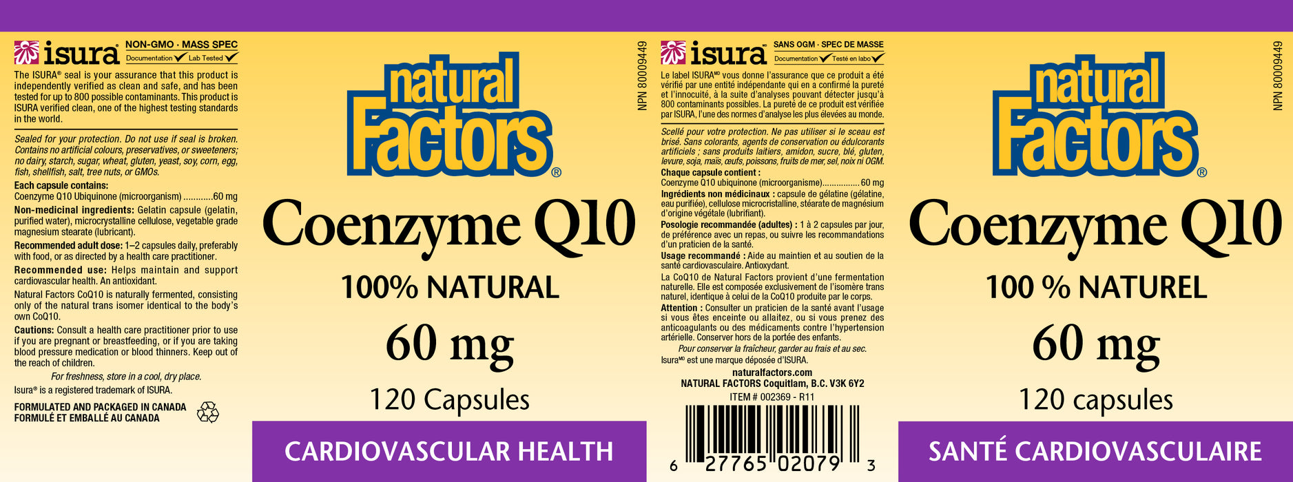 Natural Factors Coenzyme Q10 60mg 120 Gelatin Softgels