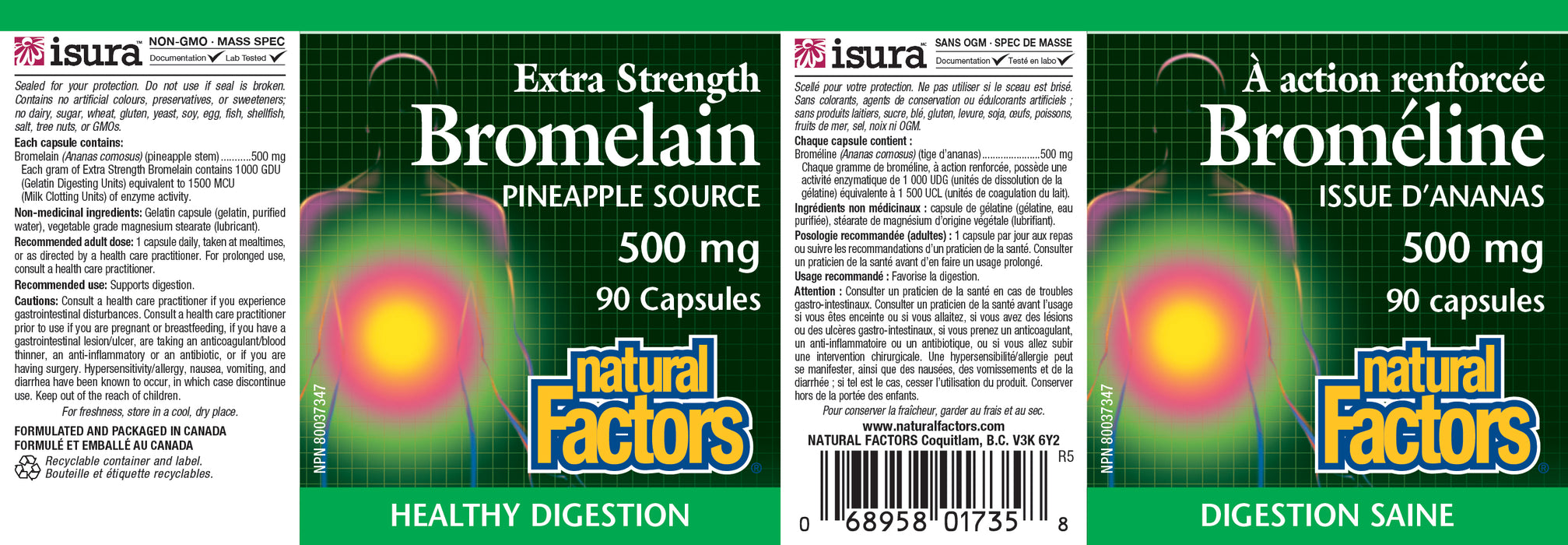 Natural Factors Bromelain 500mg - Extra Strength 90 Gelatin Capsules