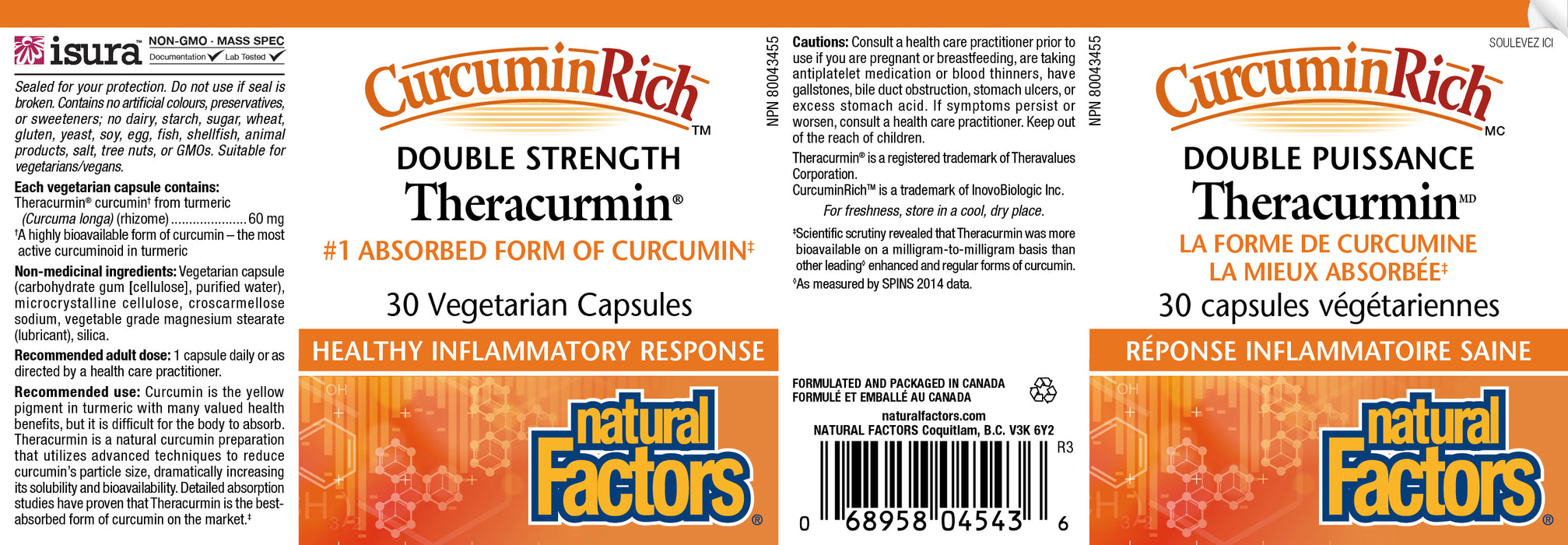 Natural Factors CurcuminRich Theracurmin Double Strength 30 Veg Capsules