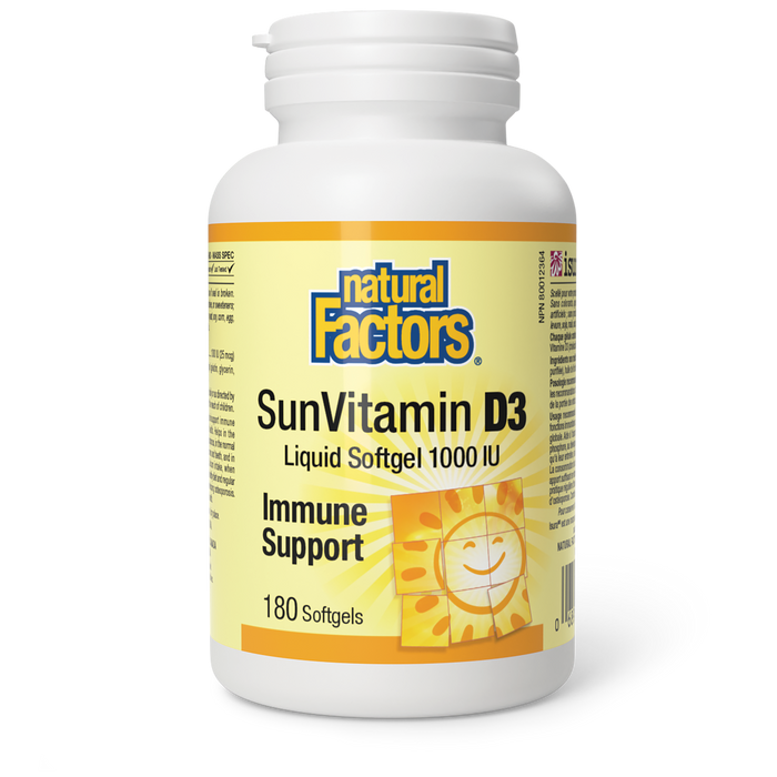 Natural Factors SunVitamin D3 - 1000iu 180 Gelatin Softgels