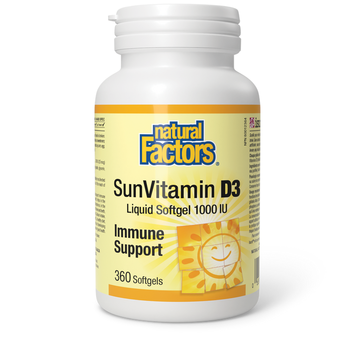 Natural Factors SunVitamin D3 - 1000iu 360 Gelatin Softgels