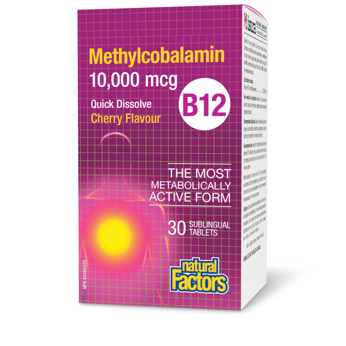 Natural Factors B12 Methylcobalamin - 10,000mcg 30 Sublingual Tablets