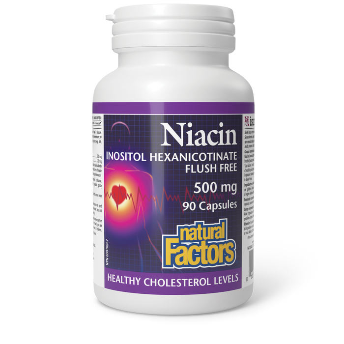 Natural Factors Niacin Inositol Hexanicotinate - Flush Free 500mg 90 Gelatin Capsules