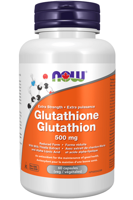 NOW Supplements Glutathione 500mg 60 Vegetable Capsules