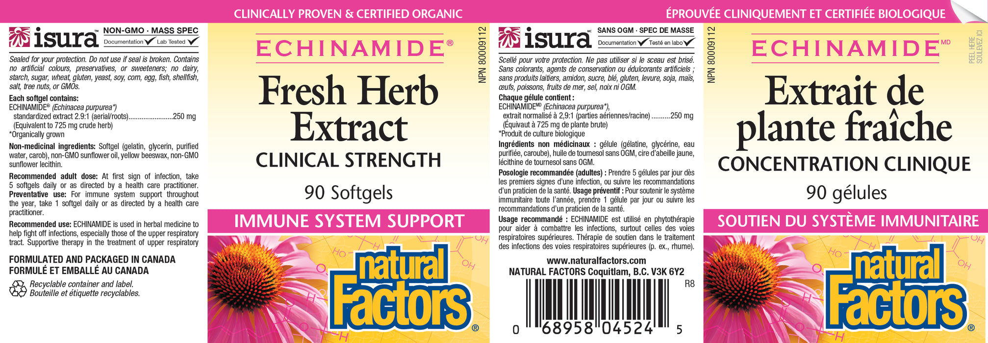 Natural Factors Echinamide Fresh Herb Extract - Clinical Strength 90 Gelatin Softgels