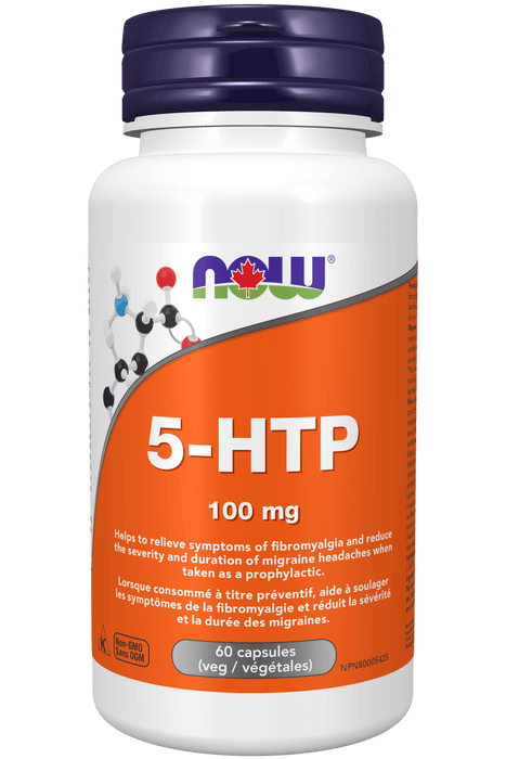 NOW Supplements 5-HTP 100mg 60 Vegetable Capsules