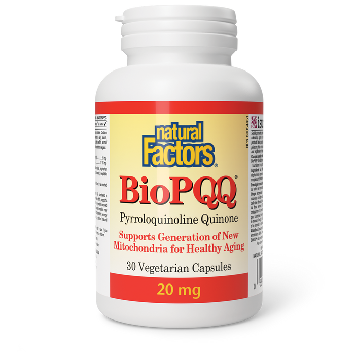 Natural Factors BioPQQ Pyrroloquinoline Quinone 20 mg 30 Vegetarian Capsules
