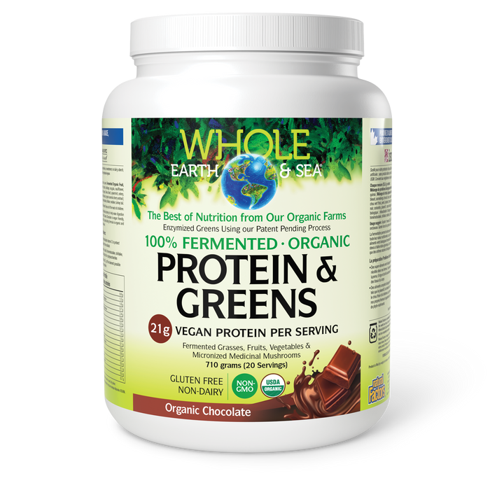 Whole Earth & Sea 100% Fermented Organic Protein & Greens - Chocolate 710g