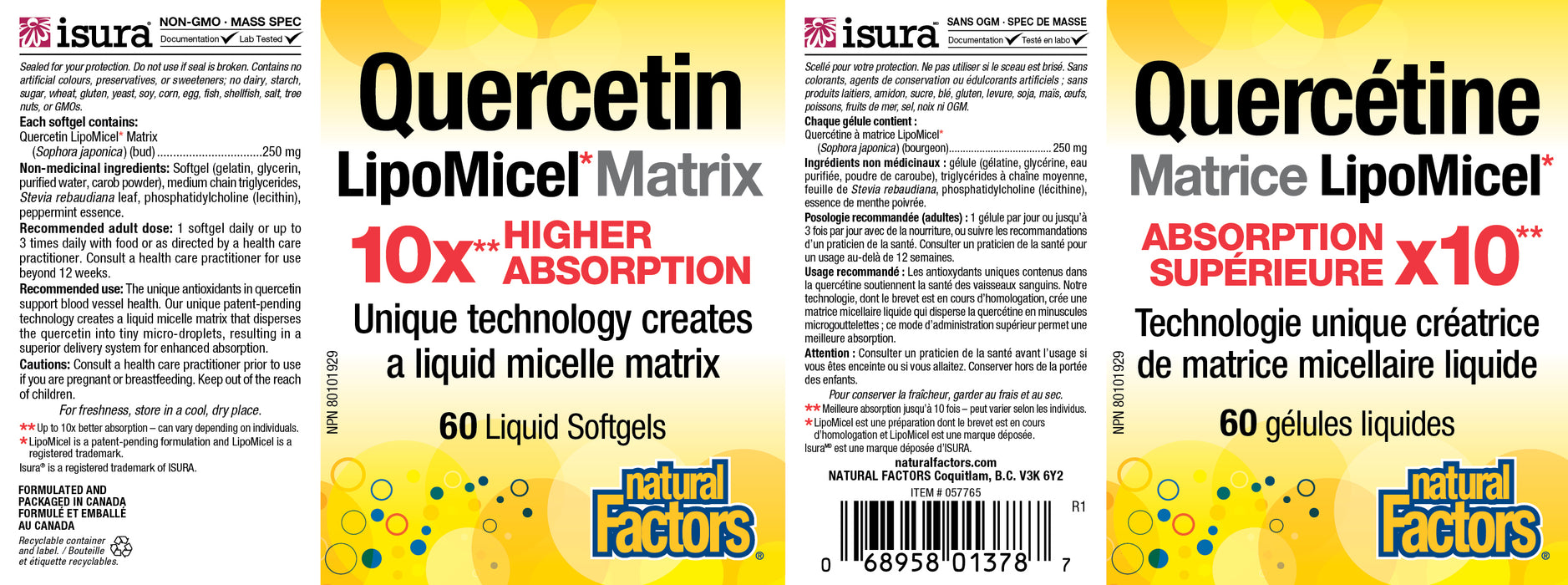 Natural Factors Quercetin LipoMicel Matrix 60 Liquid Gelatin Softgels