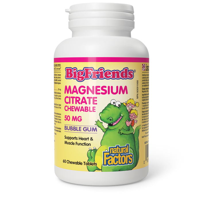 Natural Factors Big Friends Magnesium Citrate Chewable - Bubble Gum
