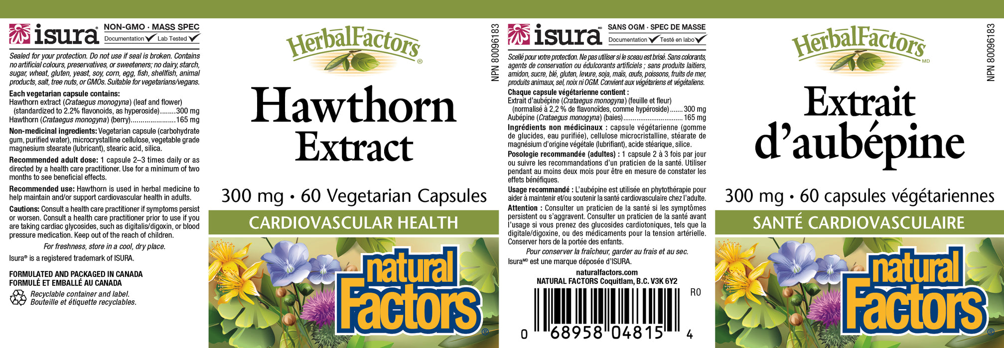 Natural Factors Herbal Factors Hawthorn Extract 60 Veg Capsules