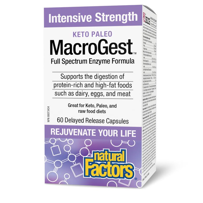 Natural Factors Keto Paleo Macrogest Intensive Strength 60 Delayed Released Veg Capsules