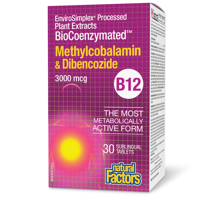 Natural Factors B12 Methylcolobalamin & Dibencozide - 3000mcg 30 Sublingual Tablets