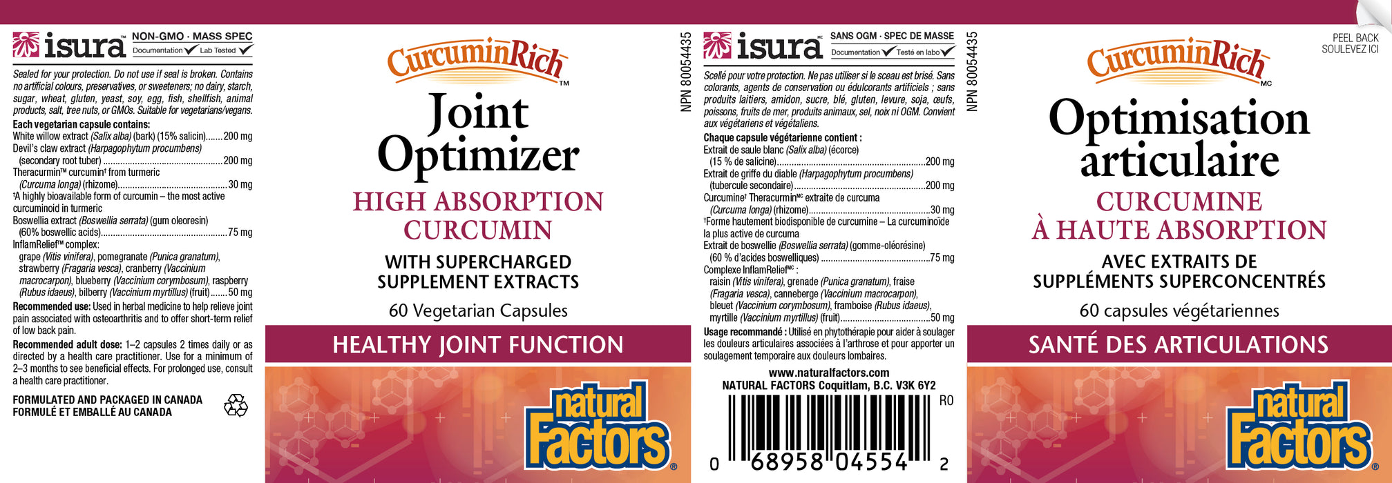 Natural Factors CurcuminRich Joint Optimizer 60 Veg Capsules