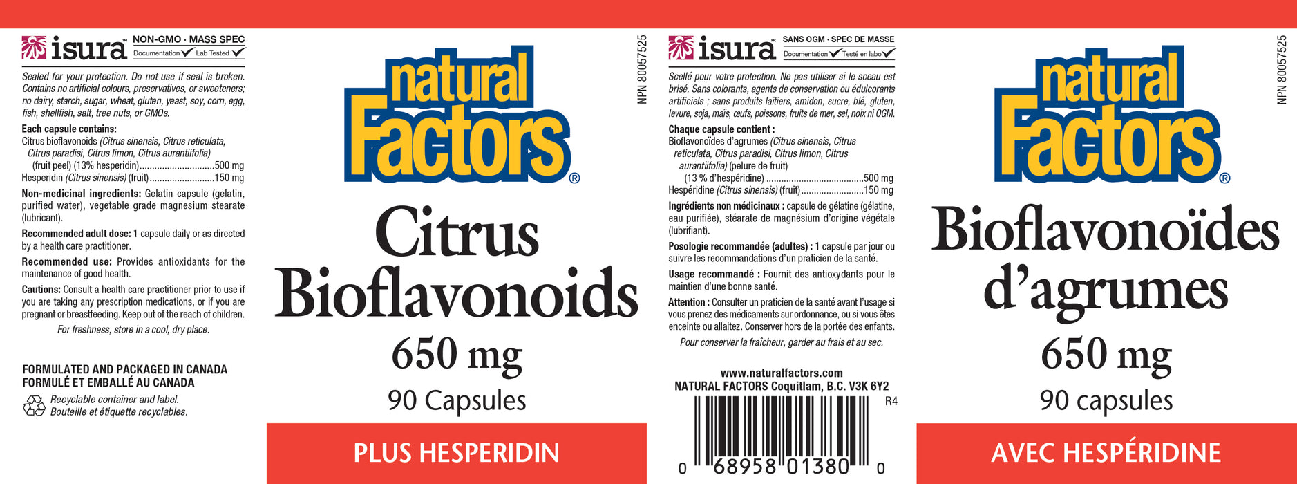 Natural Factors Citrus Bioflavanoids 650mg - Plus Hesperidin 90 Veg Capsules
