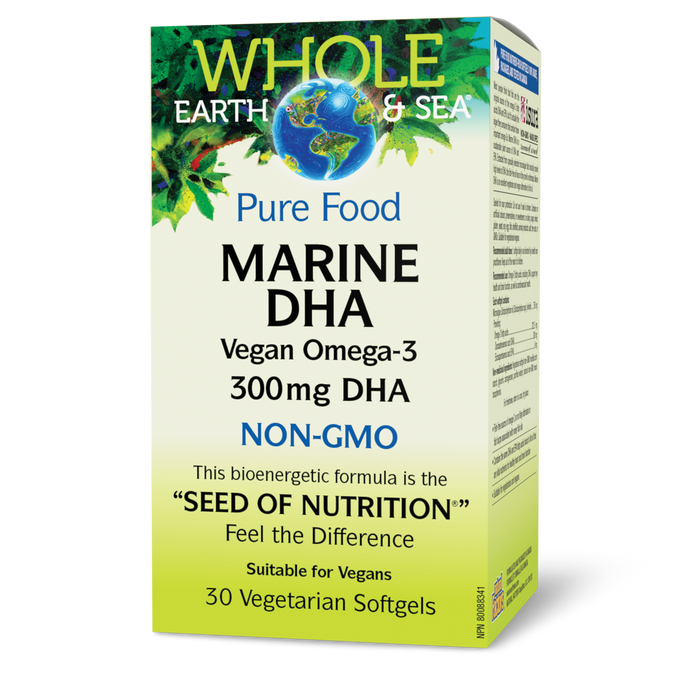 Whole Earth & Sea Marine DHA Vegan Omega-3 300mg DHA 30 Veg Softgels