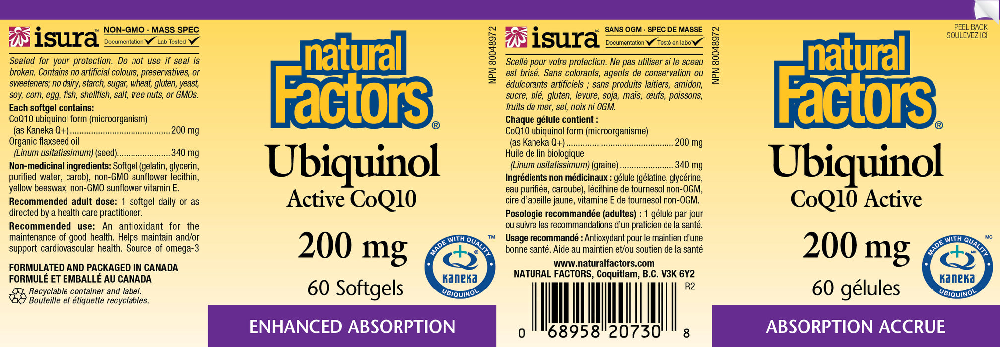Natural Factors Ubiquinol Active CoQ10 200mg 60 Softgels