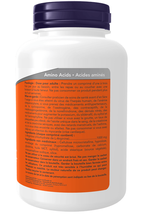 NOW Supplements L-Arginine 1000mg 120 Tablets