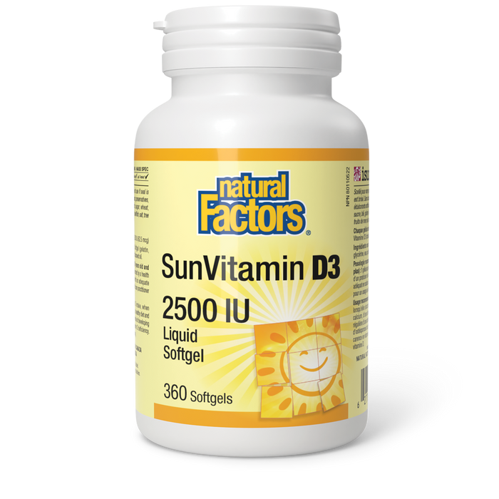 Natural Factors SunVitamin D3 - 2500iu 360 Gelatin Softgels