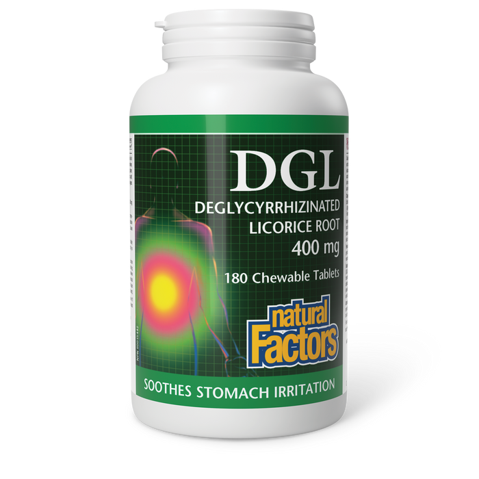 Natural Factors DGL 400mg - Deglyrrhizinated Licore Root 180 Chewable Tablets