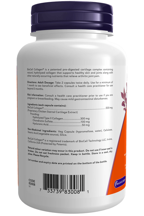 NOW BioCell Collagen® Type II 500mg 120 Vegetable Capsules