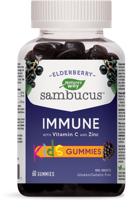 Nature's Way Sambucus Cold and Flu Care Kids Gummies 60 Gelatiin Free Gummies