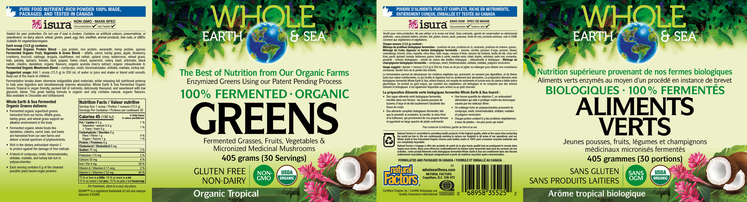 Whole Earth & Sea 100% Fermented Organic Greens - Tropical 405g