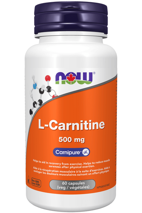 NOW Supplements L-Carnitine 500mg 60 Vegetable Capsules