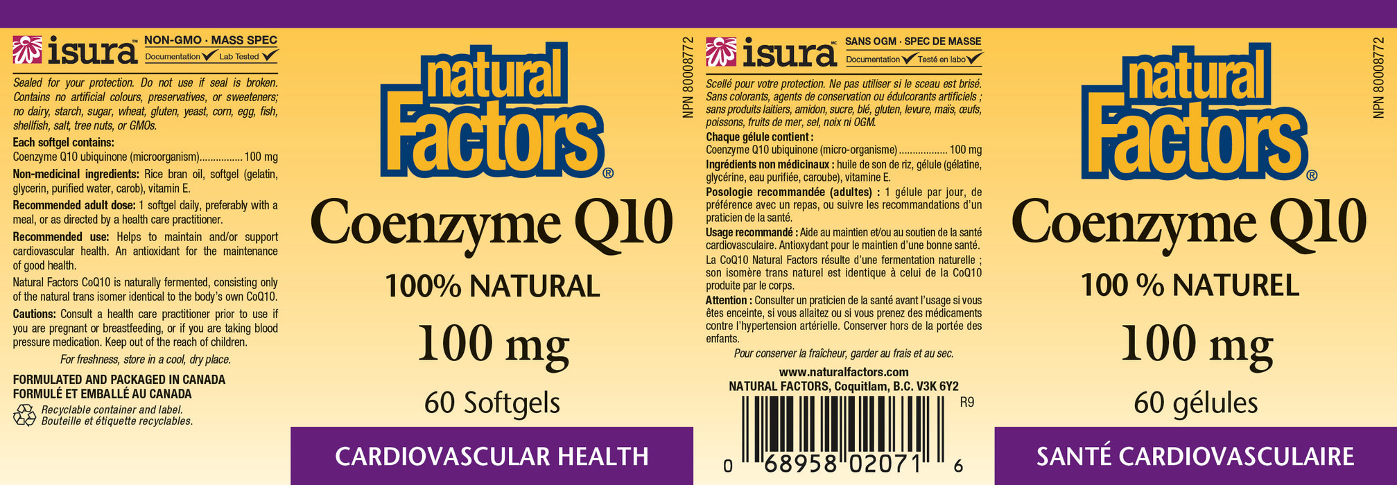 Natural Factors Coenzyme Q10 100mg 60 Gelatin Softgels