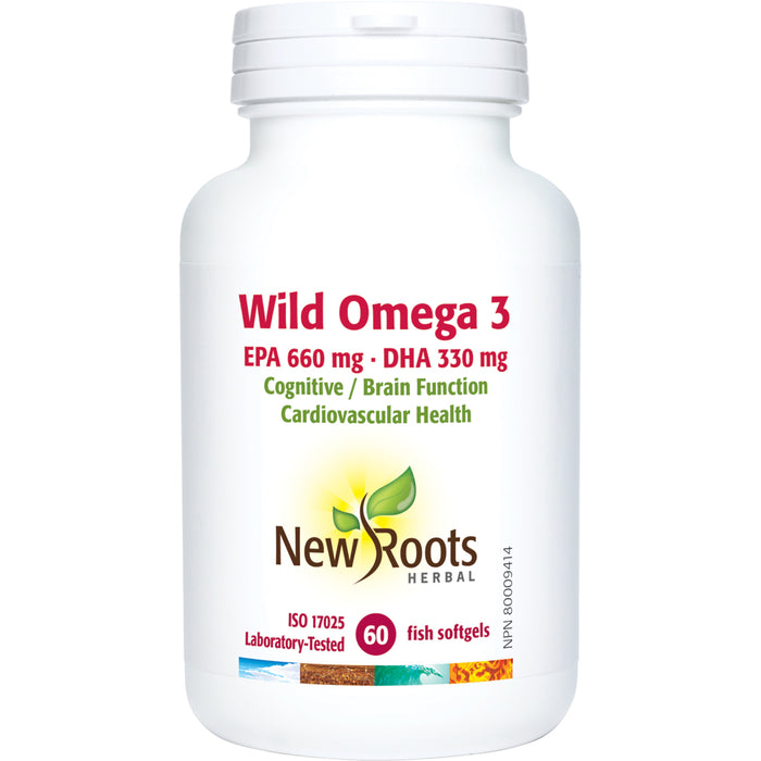 New Roots Wild Omega 3 EPA 660mg DHA 330mg 60 Gelatin Softgels