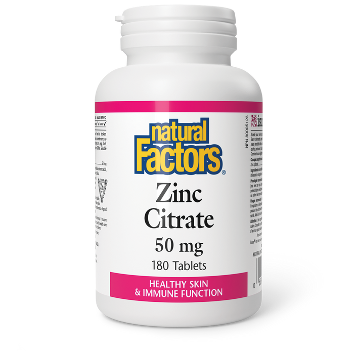 Natural Factors Zinc Citrate - 50mg 180 Tablets