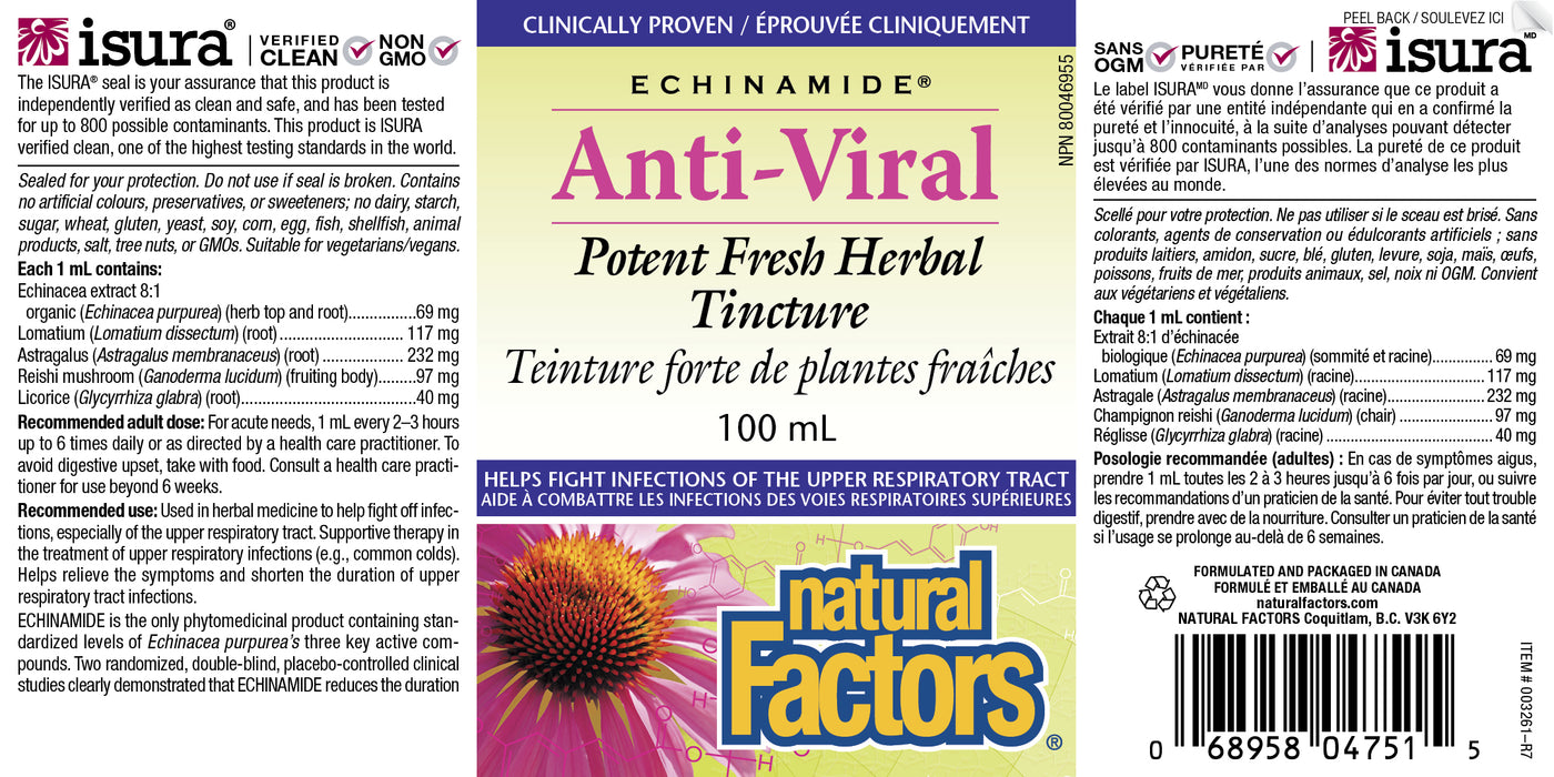 Natural Factors Echinamide Anti-Viral Potent Fresh Herbal Tincture 100ml
